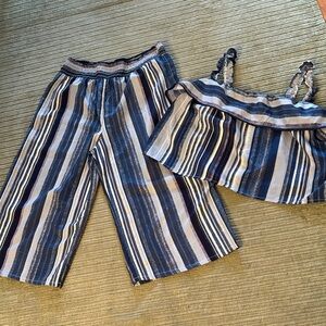 Love Squared Blue and White Striped Kids Matching Set